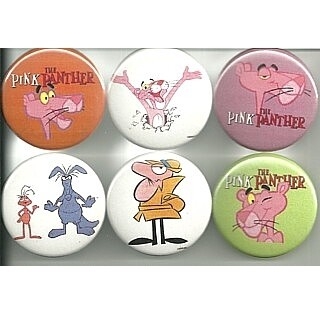 Pink Panther Collectibles - Pink Panther, Clouseau, Ant, Aardvark Metal Pinback Buttons