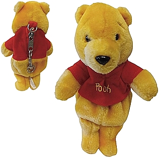 Walt Disney Character Collectibles - Winnie the Pooh Plush with Zippered Back Compartment with Metal Clip / Keychain