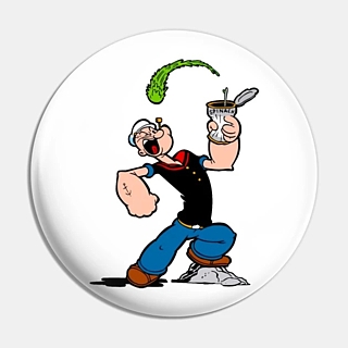 Classic Television Character Collectibles - Popeye Eating Spinach Pinback Button