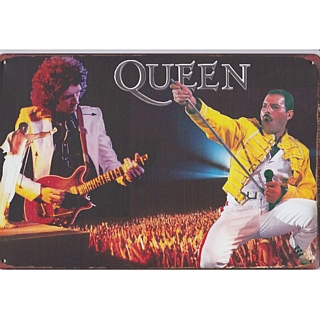 Queen Collectibles - Queen Freddie Mercury and Brian May Live on Stage Metal Tin Sign