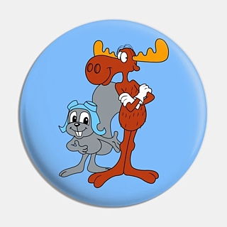 Rocky & Bullwinkle Collectibles - Rocket J. Squirrel and Bullwinkle J Moose Pinback Button