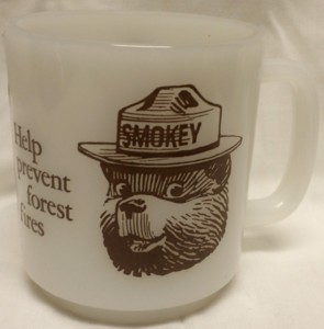 Smokey The Bear - U.S. Forest Service - Milk Glass Mug