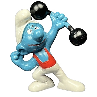 Smurf Collectibles - Barbell Smurf Hefty Smurf with Red Shirt