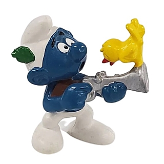 Smurf Collectibles - Smurf Figures Hunter Smurf with Musket Gun and Bird