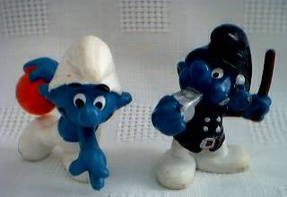 Smurf Collectibles - Smurf Figures Bowler Bowling Policeman Cop