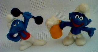 Smurf Collectibles - Smurf Weightlifter and Beer Drinker