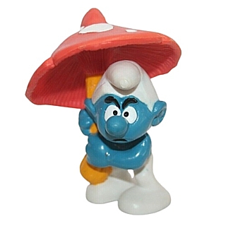 Smurf Collectibles - Umbrella Smurf PVC Figure with Mushroom