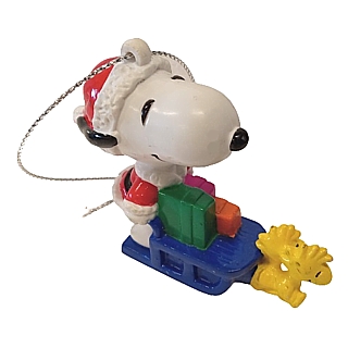 Snoopy and Peanuts Collectibles - Snoopy on Sled PVC Christmas Ornament