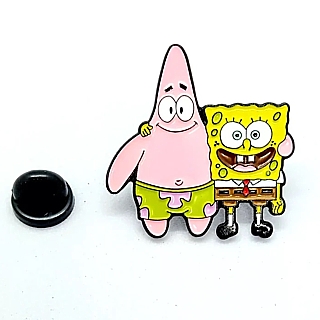 Nickelodeon Classic TV Cartoons - SpongeBob SquarePants and Patrick Starfish Enamel Metal Lapel Pin / Tie Tack