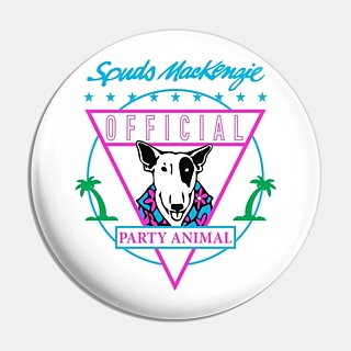 Bud Light Advertising Collectibles - Bud Light Spuds MacKenzie Official Party Animal Metal Pinback Button Badge