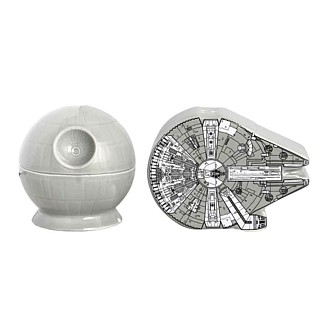 Classic Star Wars Collectibles - Death Star and Millennium Falcon Ceramic Salt and Pepper Shakers
