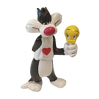 Cartoon Character Collectibles - Looney Tunes Sylvester and Tweety Heart PVC Figure