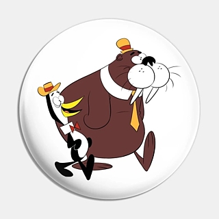 Saturday Morning Cartoon Collectibles - Tennessee Tuxedo and Chumley Pinback Button