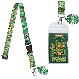 1990's Television Character Collectibles - TMNT Teenage Mutant Ninja Turtles Cloth Lanyard with ID Pouch and Metal Clip