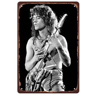 Rock and Roll Collectibles - Eddie Van Halen 2 Handed Tapping Metal Tin Sign