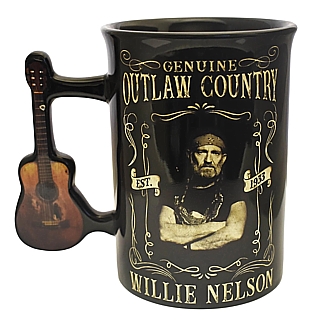 Country Music Collectibles - Willie Nelson Outlaw Country Ceramic Mug with Guitar Handle