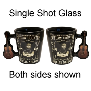 Country Music Collectibles - Willie Nelson Outlaw Country Ceramic Shot Glass with Guitar Handle