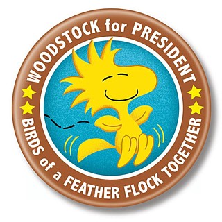 Snoopy and Peanuts Collectibles - Woodstock for President Metal Pinback Button