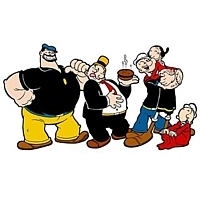 Cartoon characters Popeye Olive Oyl Brutus Bluto Wimpy Swee Pea Jeep