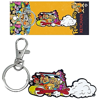 Hanna Barbera's The Flintstones and The Rubbles in Car Metal Enamel Keychain Keyring