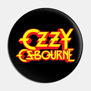 Rock and Roll Collectibles - Ozzy Osbourne Yellow and Red Logo Metal Pinback Button