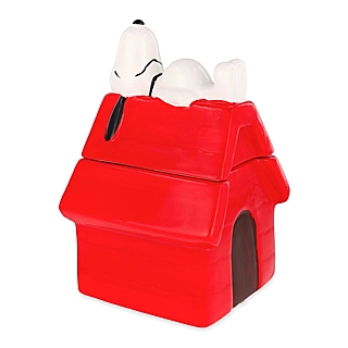 Snoopy and Peanuts Collectibles - Snoopy on Doghouse Ceramic Cookie Jar / Dog Treat Jar