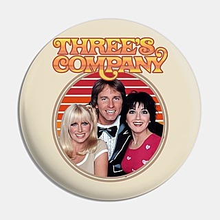 Television from the 1970's and 1980's Collectibles - Three's Company Jack Tripper, Chrissy Snow, Janet Wood Metal Pinback Button